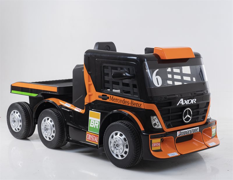 Elbil barn Lastbil Mercedes Axor inkl. Trailer - Orange