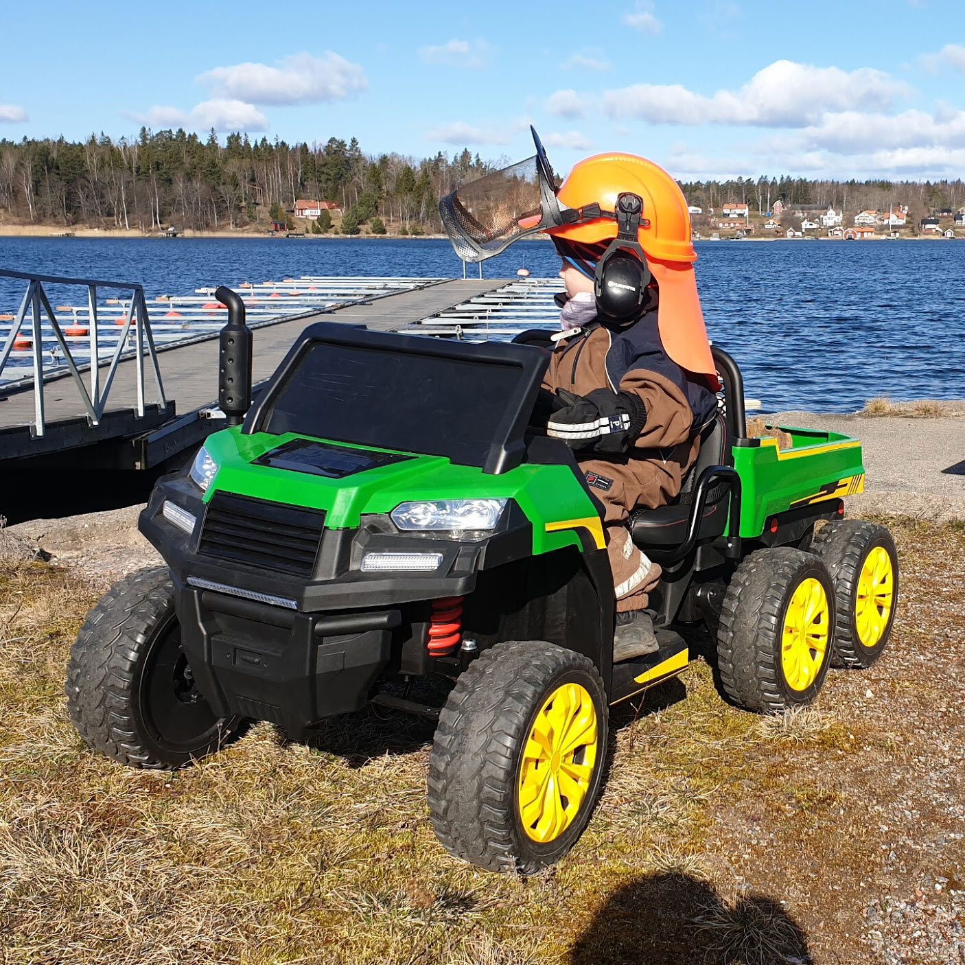 Elbil Truckster 4WD tvåsits 12V - Grön-Grå